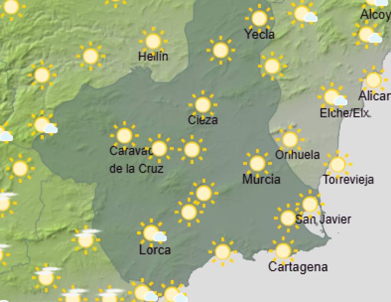 Settled skies and a gentle warm-up: Murcia weekend weather forecast April 2-5