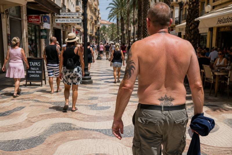 Going shirtless in a Spanish town centre could cost up to €750